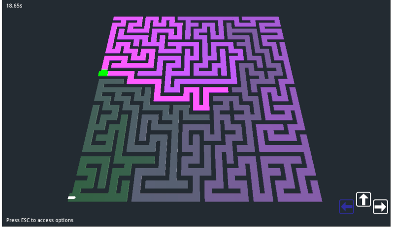 Début de partie avec un labyrinthe de taille normale